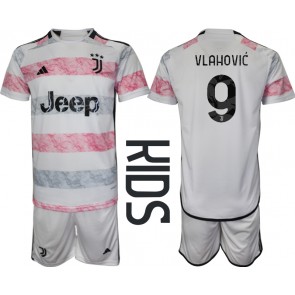 Juventus Dusan Vlahovic #9 Replica Away Stadium Kit for Kids 2023-24 Short Sleeve (+ pants)